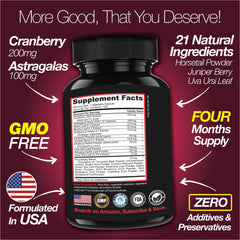 Kidney Support Cleanse Detox & Repair -120 Capsules - Cranberry & Astragalus Root Pills