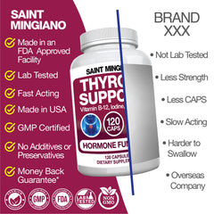 Thyroid Support Supplement Iodine 120 Capsules Energy Metabolism Aid