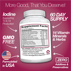 Thyroid Support Supplement Iodine 120 Capsules Energy Metabolism Aid