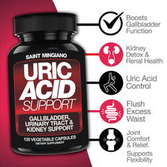 Uric Acid Support 120 Capsules Kidney Detox Urinary Health