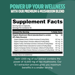 Organic Mushroom Complex Supplement Capsules