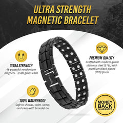 Ultra Strength Magnetic Therapy Bracelet Black Classic